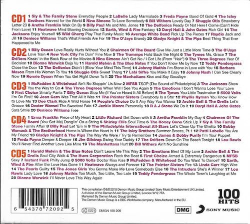 100 Hits The Best Soul Album - Various Artists 5x CD set (Demon) - Image 2