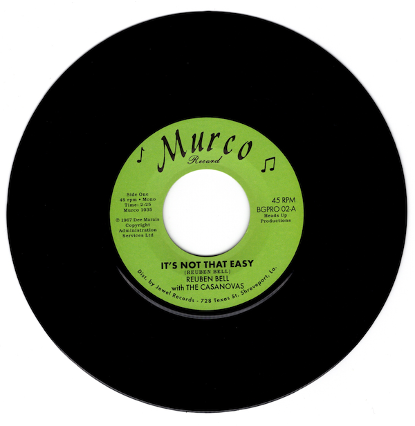 Reuben Bell With The Casanovas - It's Not That Easy / Hummin' A Sad Song 45 (BGP) 7