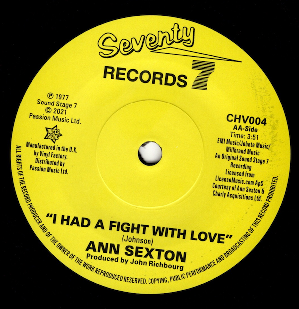 Ann Sexton - You've Been Gone Too Long / I Had A Fight With Love DEMO 45 (Outta Sight) 7
