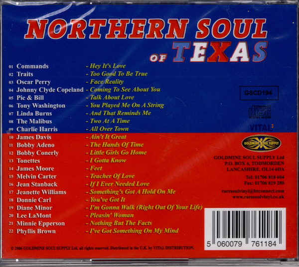 Northern Soul Of Texas - Various Artists CD (Goldmine Soul Supply) - Image 2