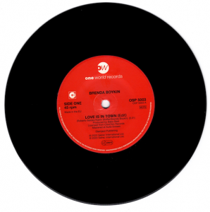 Brenda Boykin - Love Is In Town / Hard Swing Travellin' Man 45 (One World) 7" Vinyl