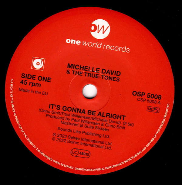 Michelle David & The True-Tones - It's Gonna Be Alright / (Instrumental) 45 (One World) 7