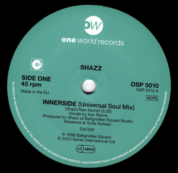 Shazz - Innerside (Universal Soul Mix) / (Radio Edit) 45 (One World Records) 7