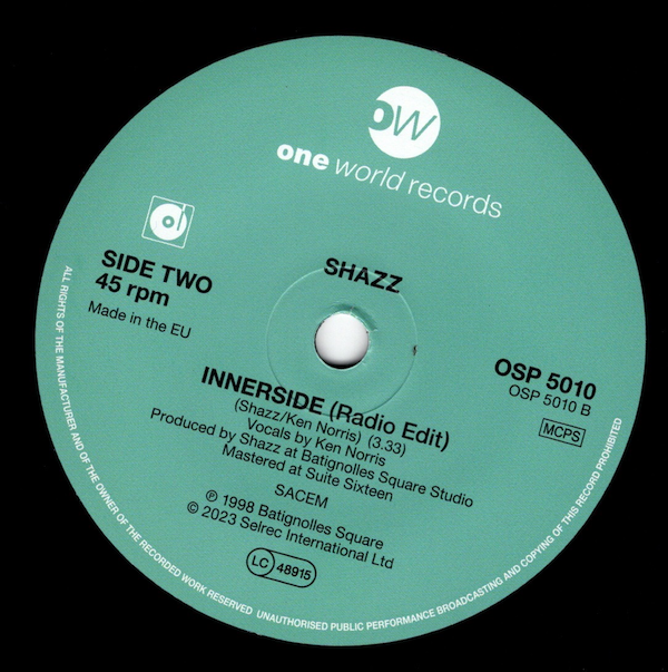 Shazz - Innerside (Universal Soul Mix) / (Radio Edit) 45 (One World Records) 7