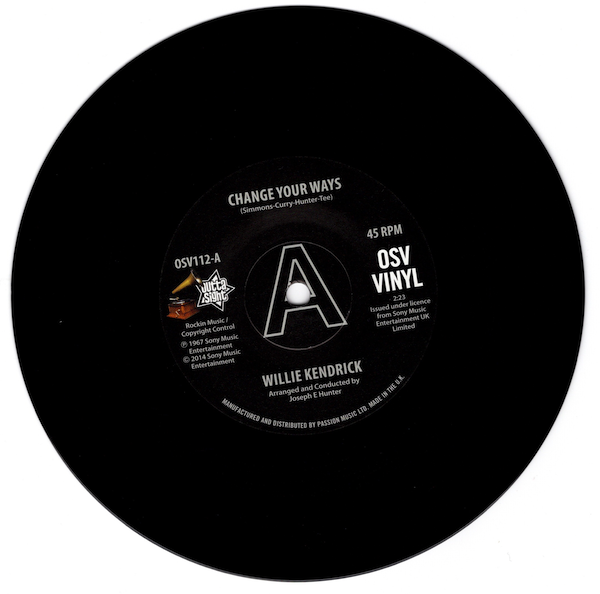 Willie Kendrick - Change Your Ways / What's That On Your Finger DEMO 45 (Outta Sight) 7