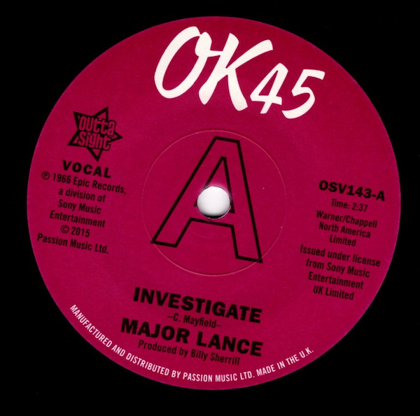 Major Lance - Investigate / It's The Beat DEMO 45 (Outta Sight) 7