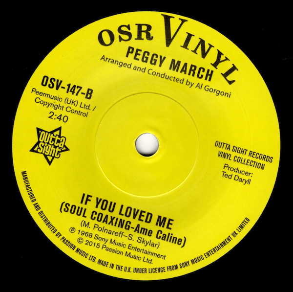 Laura Greene - Moonlight Music In You / Peggy March – If You Loved Me DEMO 45 (Outta Sight) 7