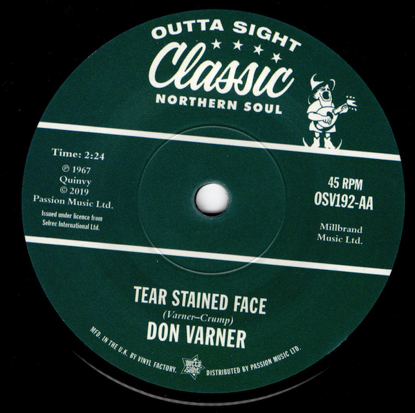 Lou Pride - I'm Com'un Home In The Morn'un / Don Varner - Tear Stained Face NUMBERED DEMO 45 (Outta Sight) 7