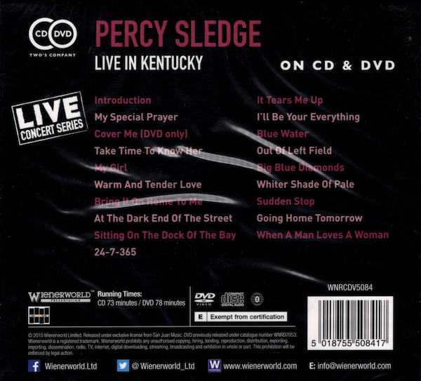Percy Sledge - Live In Kentucky CD+DVD Set (Wienerworld) - Image 2