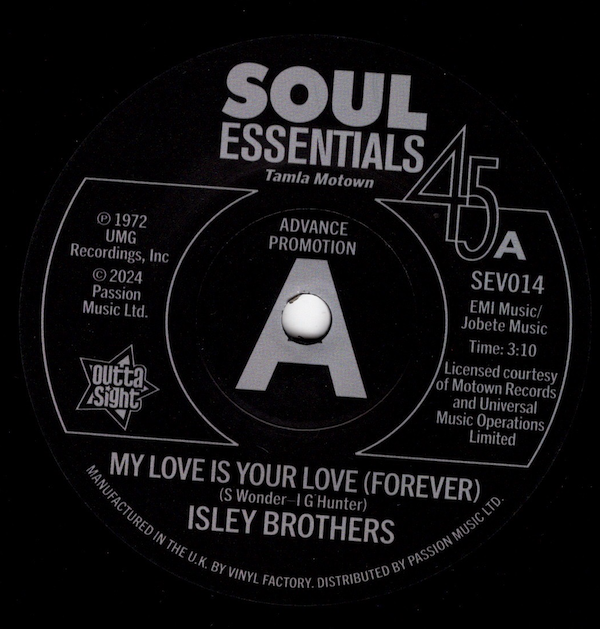 Isley Brothers - My Love Is Your Love (Forever) / Tell Me It's Just A Rumour Baby DEMO 45 (Outta Sight) 7