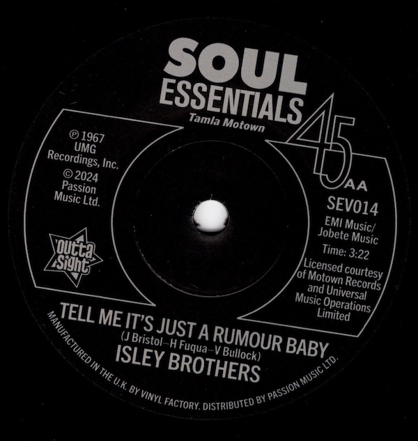 Isley Brothers - My Love Is Your Love (Forever) / Tell Me It's Just A Rumour Baby DEMO 45 (Outta Sight) 7