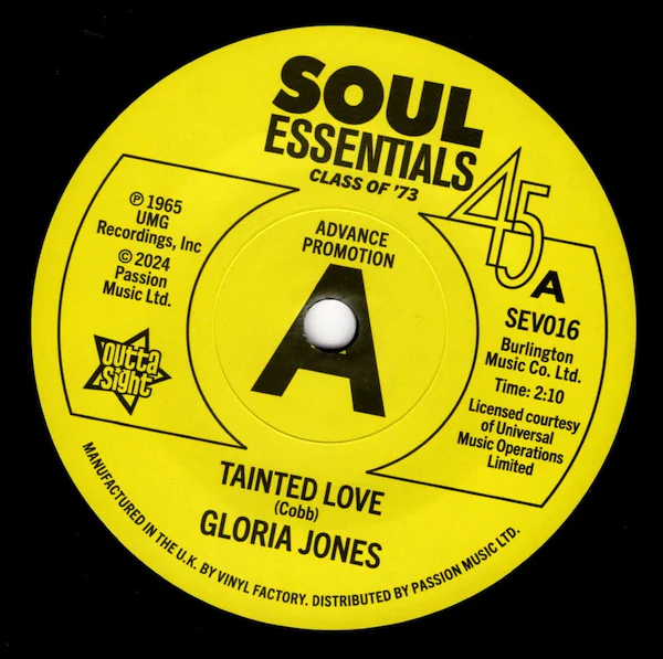 Gloria Jones - Tainted Love / R Dean Taylor - There's A Ghost In My House DEMO 45 (Outta Sight) 7
