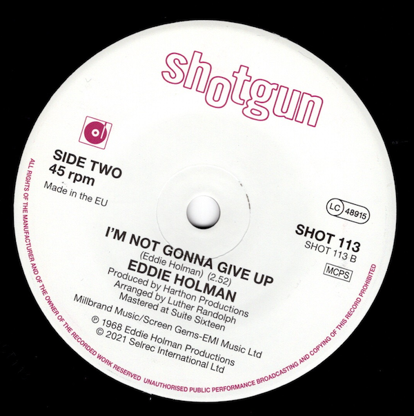 Eddie Holman - Hold Me In Your Arms / I'm Not Gonna Give Up 45 (Shotgun) 7