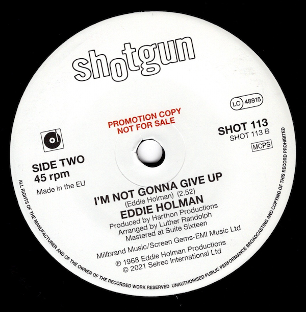 Eddie Holman - Hold Me In Your Arms / I'm Not Gonna Give Up PROMO 45 (Shotgun) 7