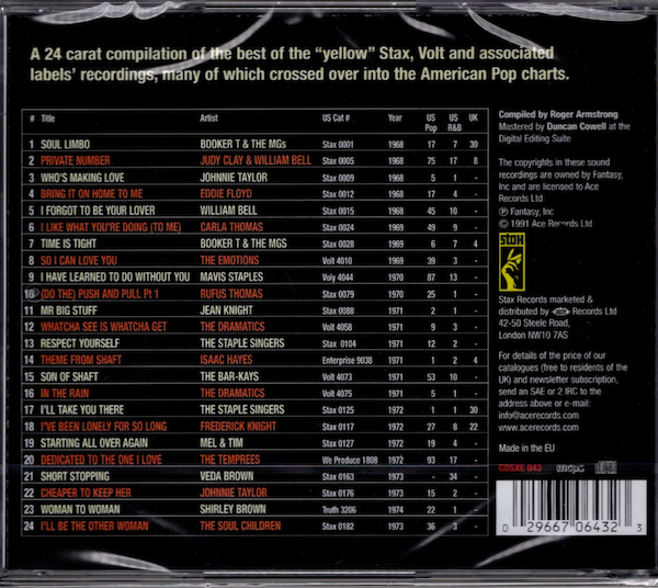 Stax Gold Hits 1968-1974 - Various Artists CD (Stax) - Image 2