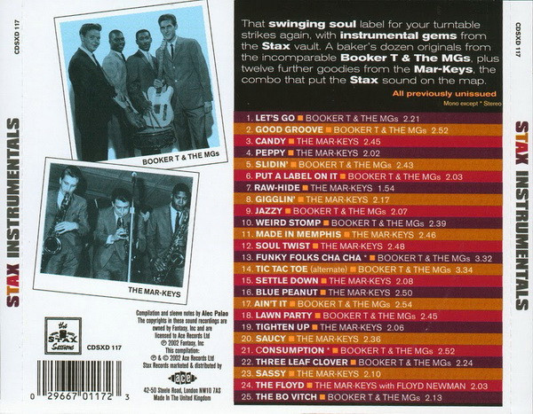 Stax Instrumentals Booker T & The MGs / The Mar-Keys - Various Artists CD (Stax) - Image 2