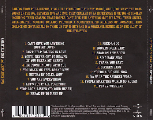 Stylistics - The Very Best Of CD (Spectrum) - Image 3