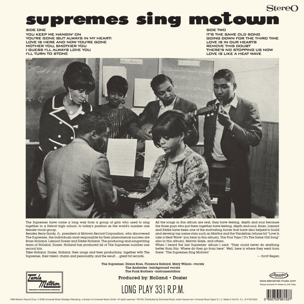 Supremes - The Supremes Sing Motown 180gram Vinyl LP Album