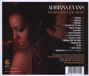Adriana Evans - Walking With The Night CD (Back)