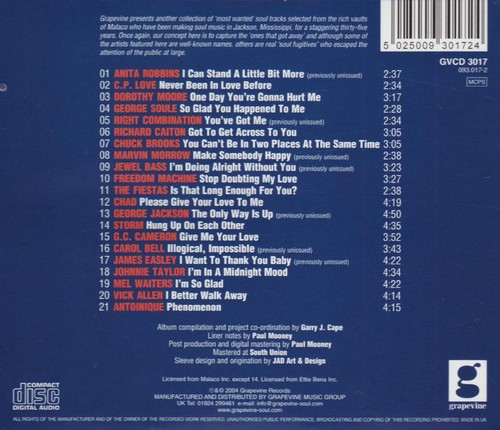 America's Most Wanted Volume 2 - Malaco Soul Fugitives CD (Back)