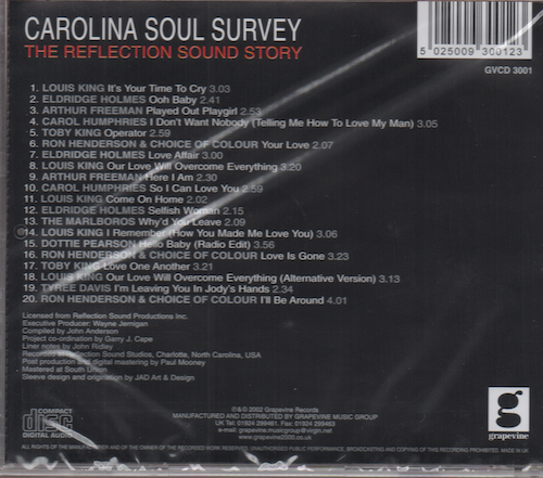 Carolina Soul Survey - The Reflection Sound Story CD (Back)