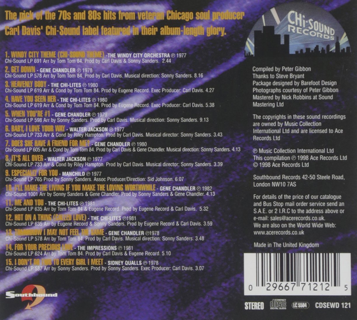 Chi-Sound Soul From The Windy City CD (Back Cover)