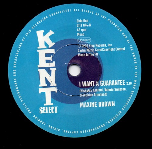 Maxine Brown - I Want A Guarantee / Sonny Turner & Sound Limited - Now That You're Gone 45