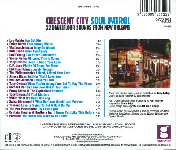 Crescent City Soul Patrol 22 Dancefloor Sounds CD (Back)