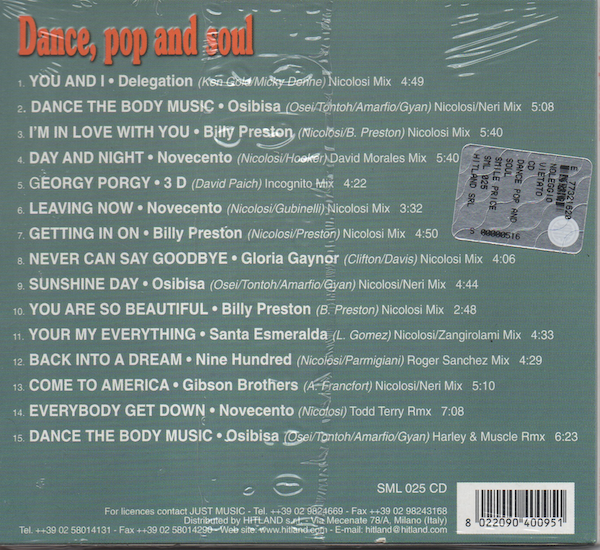 Dance, Pop and Soul - Historical Artists Meet With Historical DJ's CD (Back)