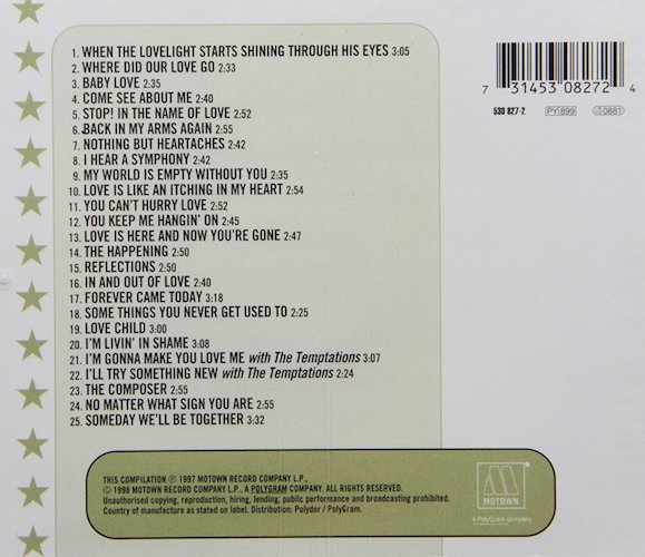 Diana Ross & The Supremes - The Ultimate Collection CD (Back)