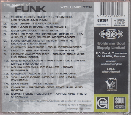 Sound Of Funk Volume 10 Serious 70's Heavyweight Rarities CD (Back)