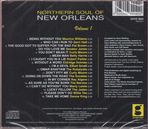 Northern Soul Of New Orleans Volume 1 CD (Back)