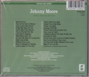 Johnny Moore - Lonely Heart In The City CD (Back)