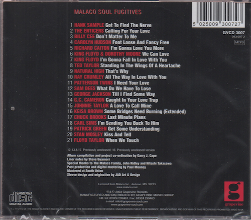 America's Most Wanted Volume 1 Malaco Soul Fugitives CD (Back)