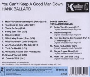 Hank Ballard - You Can't Keep A Good Man Down CD Back Cover