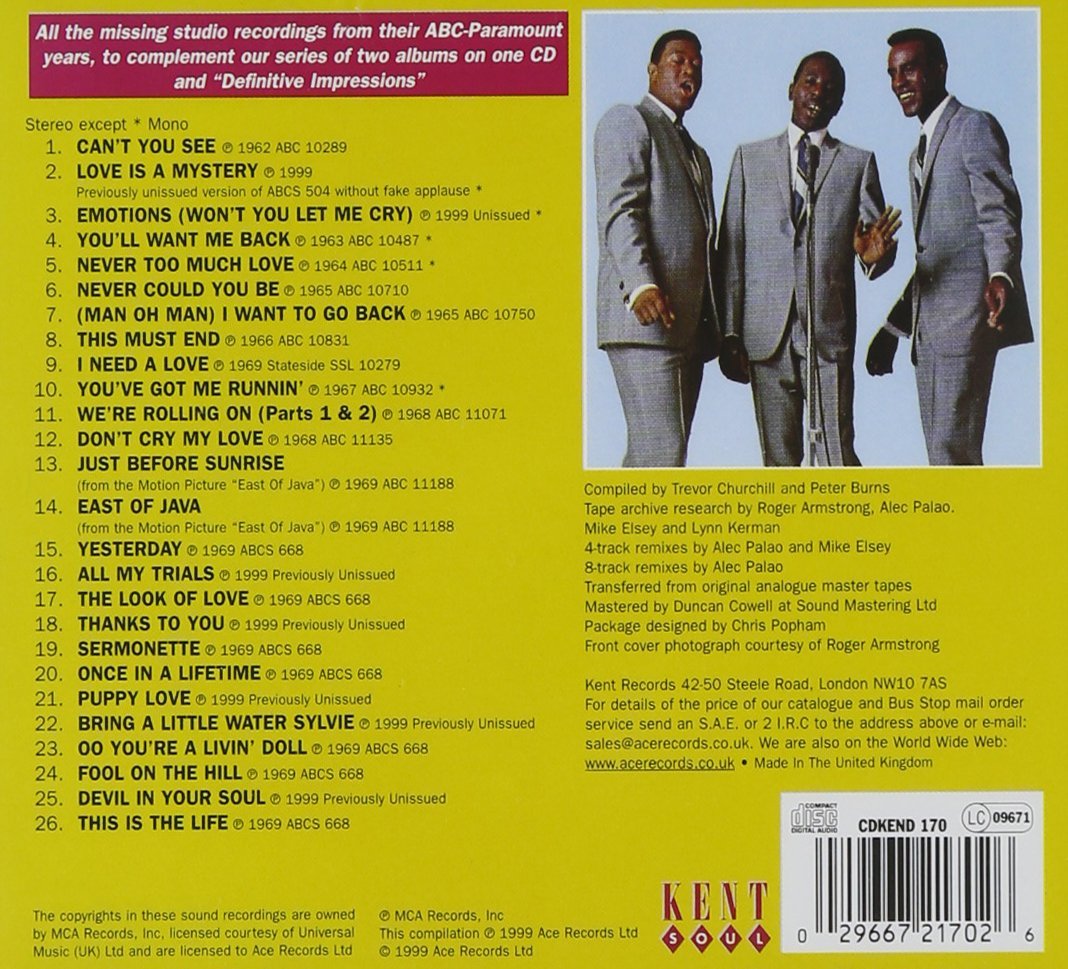 The Impressions - Abc Rarities CD (Back)