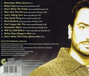 James Day - Better Days CD Back Cover