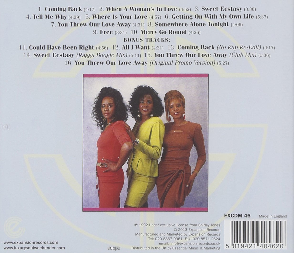 Jones Girls - Coming Back (Expanded Edition) CD (Back Cover)