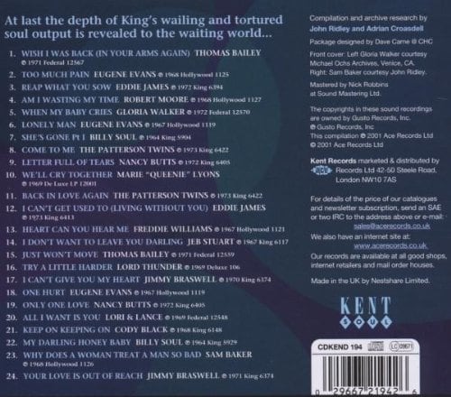 King's Serious Soul: Too Much Pain (Back Cover)