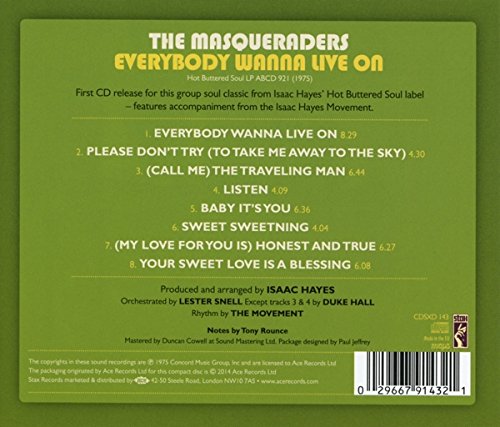 Masqueraders - Everybody Wanna Live On CD (Back Cover)
