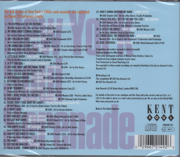 New York Soul Serenade CD (Back)