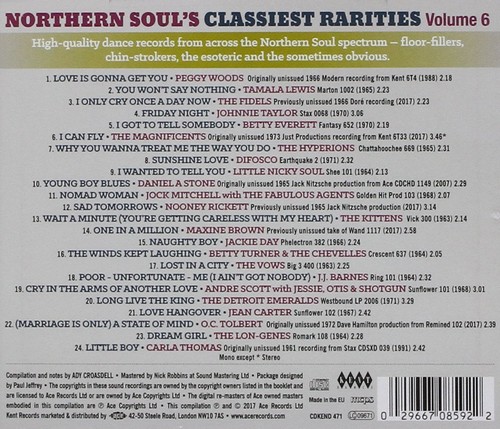 Northern Soul's Classiest Rarities Volume 6 CD (Back)