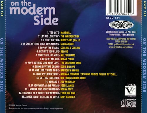 On The Modern Side CD (Back)
