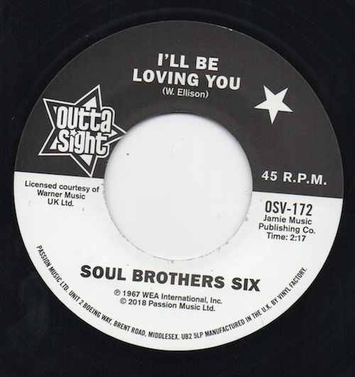 Soul Brothers Six - I'll Be Loving You / Willie Tee - Walkin' Up A One Way Street 45