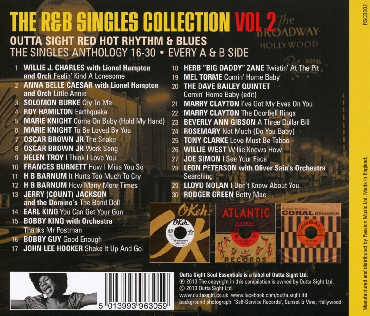 R&B Singles Collection Volume 2 CD Back Cover