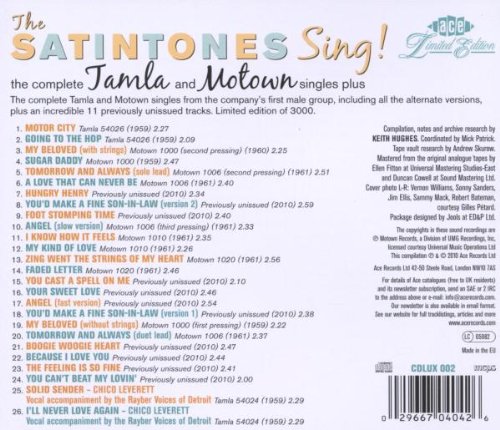 The Satintones -Sing! The Complete Tamla And Motown Singles Plus (Back Cover)