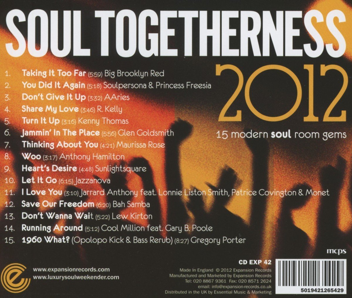Soul Togetherness 2012 15 Modern Soul Room Gems CD (Back)