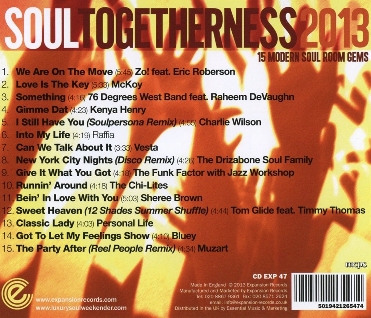 Soul Togetherness 2013 15 Modern Soul Room Gems CD (Back)