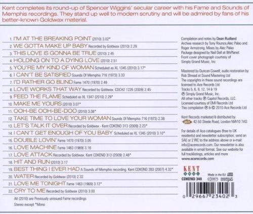 Spencer Wiggins - Feed The Flame - The Fame And XL Recordings CD (Back Cover)