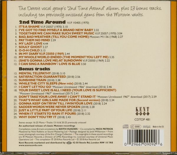 The Spinners - While The City Sleeps - Their Second Motown Album Plus Bonus Tracks CD (Back)